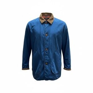 J. Crew Oarsman Blue Corduroy Collar Plaid Lined Barn Jacket Vtg Men's Size L
